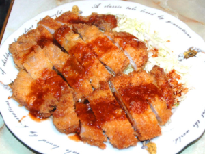 アレンジ！にんにく入りケチャ醤油ソースがけ