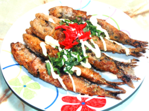 丸干しいわしの竜田揚げ