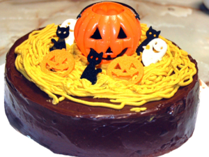 南瓜モンブラン風チョコのデコケーキ