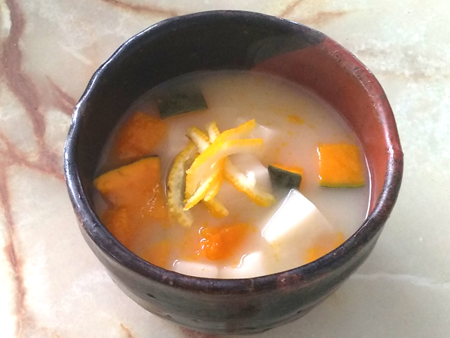 ゆず入り南瓜の真っ白なお汁粉