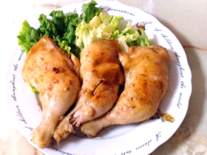 骨付き鶏もも肉の醤油ソテー