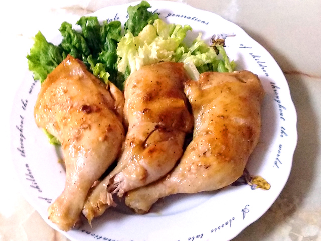 骨付き鶏もも肉の醤油ソテー