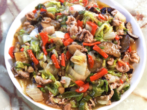 肉野菜のオイマヨあんかけ