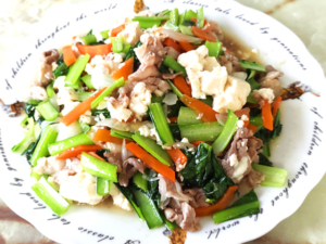 豚コマと豆腐のチャンプルー風