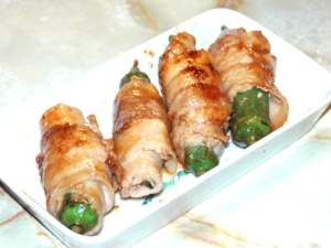 オクラの甘辛肉巻き