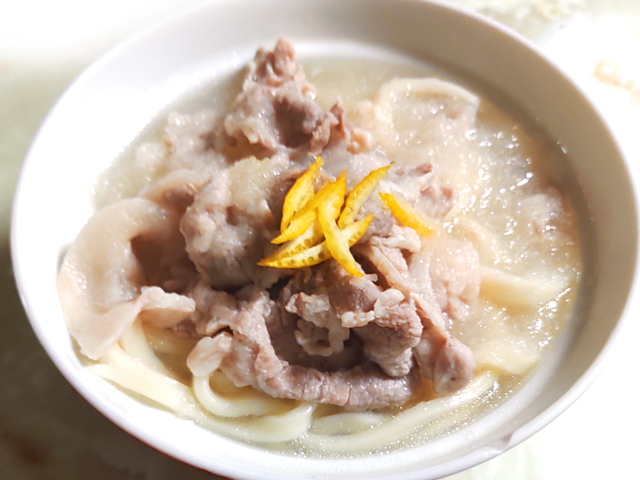 豚こまとゆずのみぞれうどん