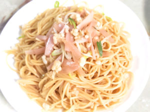 めんつゆで！生姜とネギのさっぱりパスタ