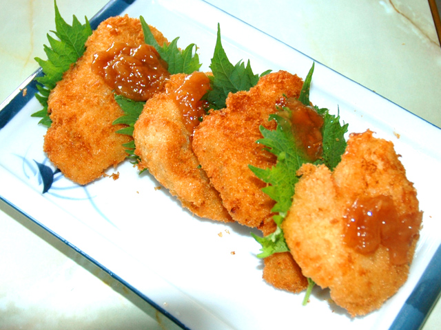 冷凍チキンカツをアレンジ！梅しそカツ