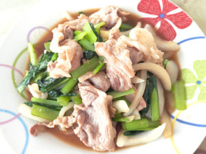 ツーンと来る？豚こまと小松菜のわさび炒め