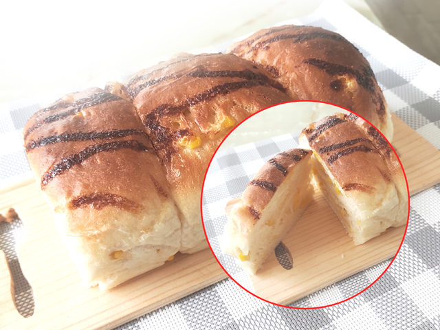 パウンド型でミニサイズ！コーンマヨ入り食パン