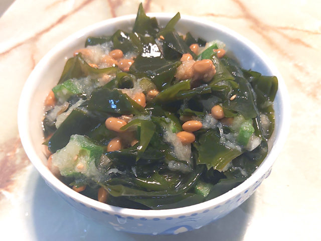 オクラ納豆おろしワカメのネバネバ＆さっぱり和え