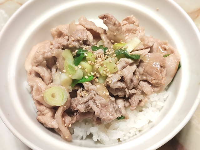 節約レシピ！豚こまと長ネギのシンプル丼