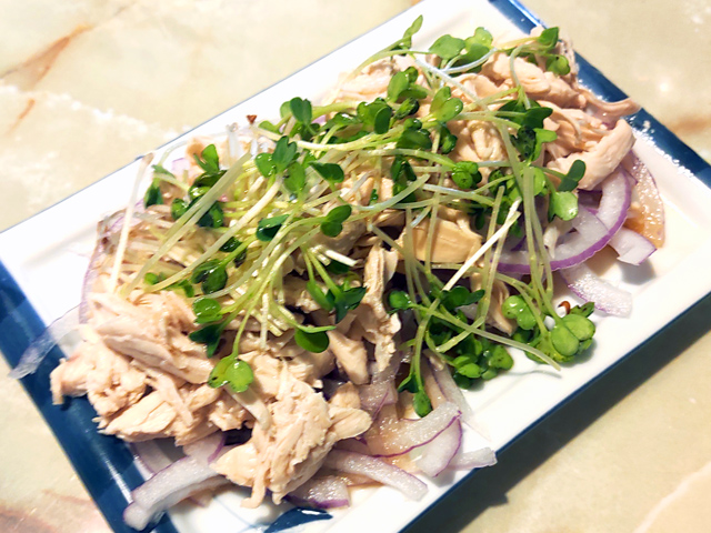 サラダ風！ささみと紫玉ねぎのドレッシングがけ