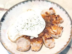 100均のあれで！トンテキのフライドオニオンソース