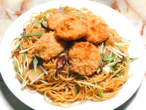 冷凍のカツを使って！ひとくちトンカツ乗せ和風パスタ