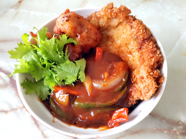 業スー冷凍から揚げで！トンカツとザンギの合い盛り丼