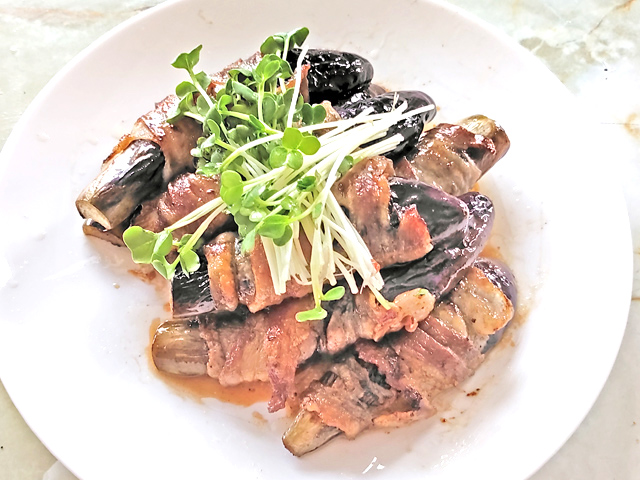 甘辛味でご飯が進む！ナスの豚バラ肉巻き♪