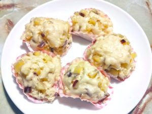 さつまいもがゴロゴロ！さつまいも蒸しパン♪