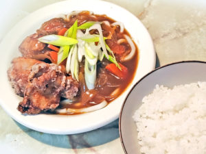 から〇し風？から揚げ乗せ★カレーうどん定食♪