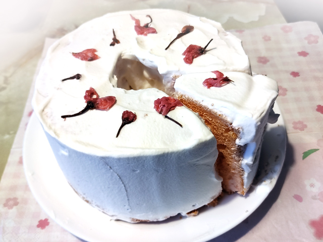 春の訪れを感じる…桜のシフォンケーキ♪