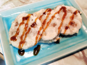 レンコンとひき肉の挟み天！青じそとチーズIN♪