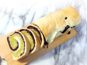 パウンド型で！抹茶＆あんこのマーブル風パン♪